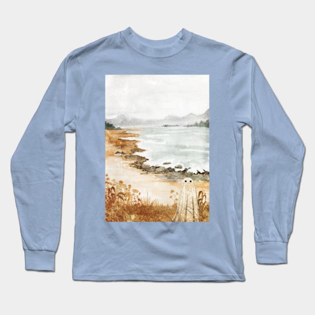 Lonely Shores Long Sleeve T-Shirt by KatherineBlowerDesigns